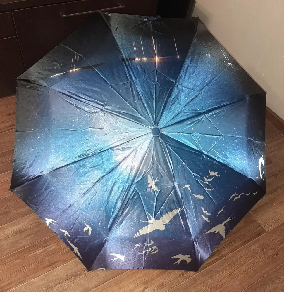 Классный зонт! Выходила с ним в сильный ветер -живой!!))
Очень компактный размер