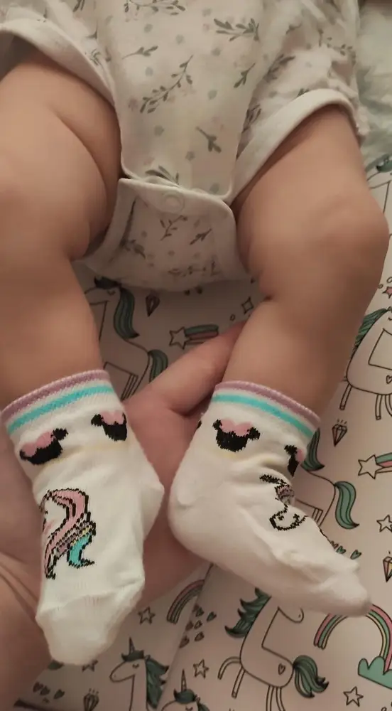 Отличные носочки,размер 6-9 месяцев хорошо подошли малышке на месяц🥰ножка 9 см